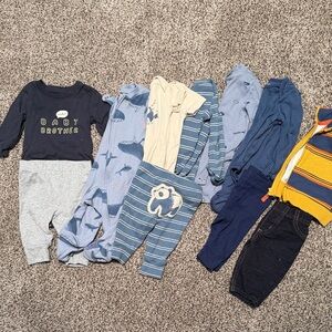 Mixed 3M Baby Clothes Lot - Blue, Navy, Gray, Cream